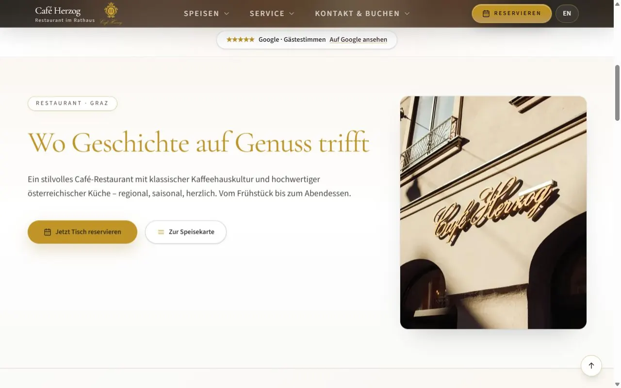 Startseite von Café Herzog, Graz